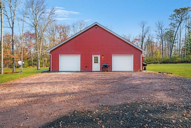 view of detached garage