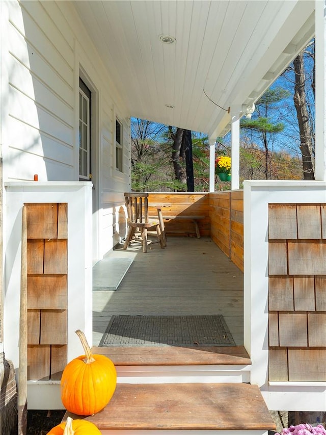 wooden deck with covered porch