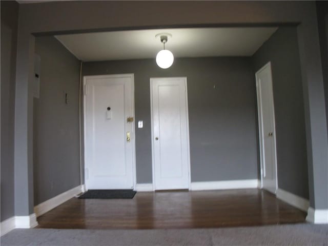 entryway featuring dark wood-type flooring