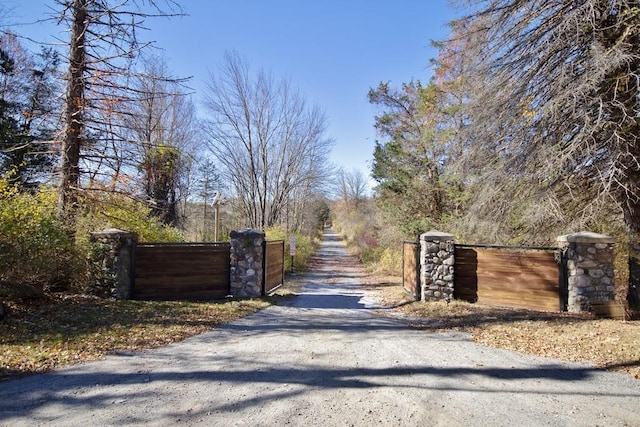 view of road featuring a gate