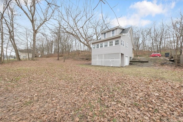 exterior space featuring a garage