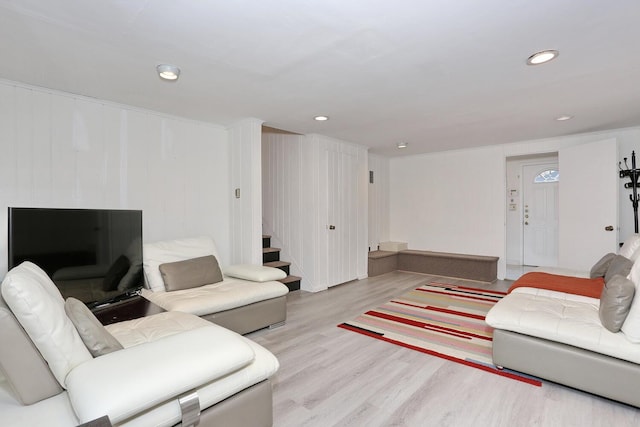 living room featuring light hardwood / wood-style flooring