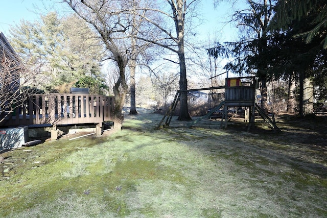 view of yard with a playground