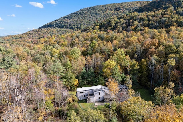 drone / aerial view featuring a mountain view