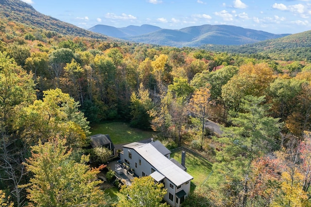 birds eye view of property featuring a mountain view