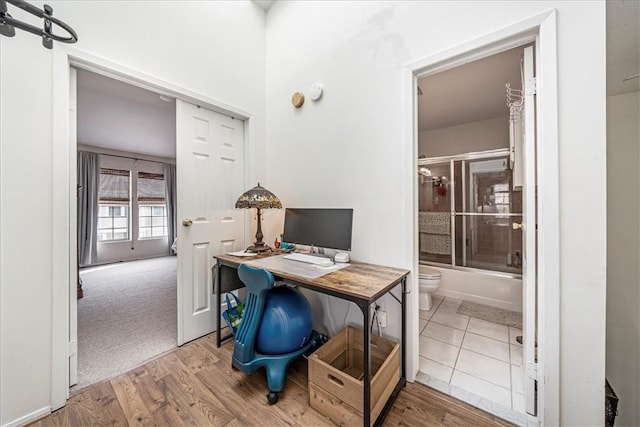 office area featuring hardwood / wood-style floors