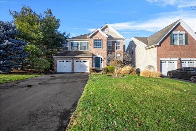 view of front of home featuring a garage and a front lawn