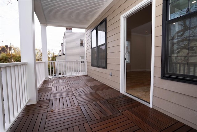 wooden deck featuring a porch