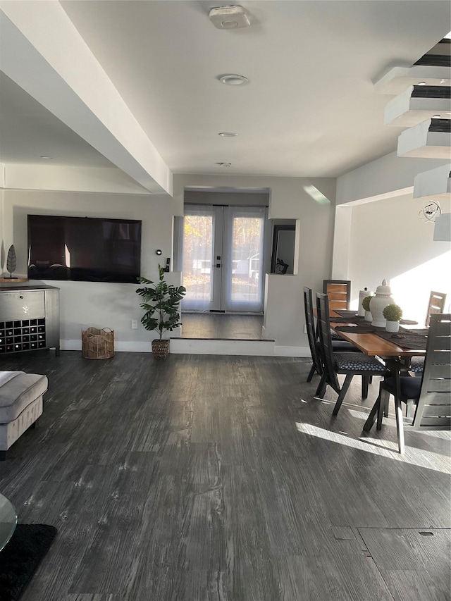 interior space with french doors and dark hardwood / wood-style floors