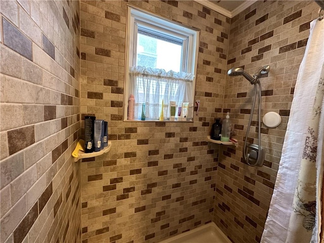 bathroom featuring walk in shower