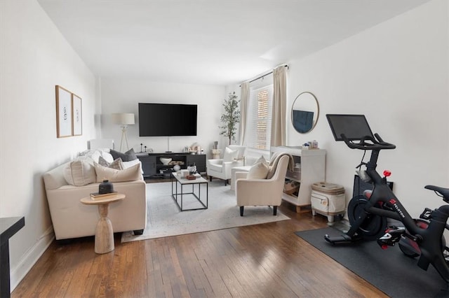 living room with dark wood-type flooring