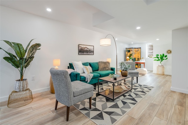 living room featuring light hardwood / wood-style floors