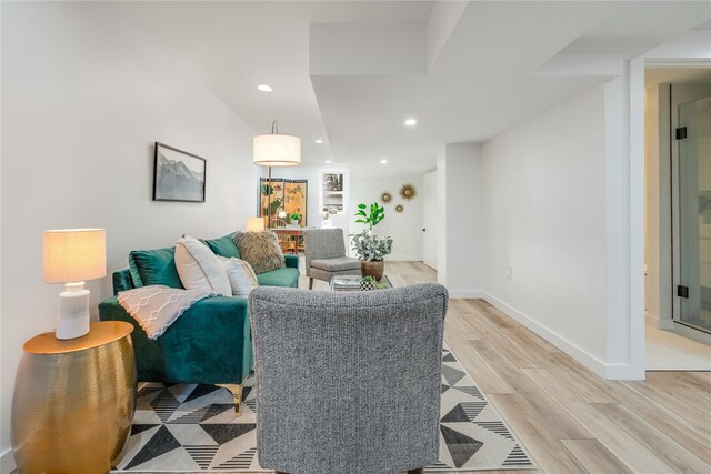 living room featuring light hardwood / wood-style flooring