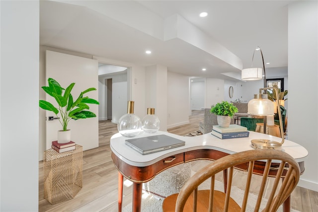 interior space with light hardwood / wood-style floors