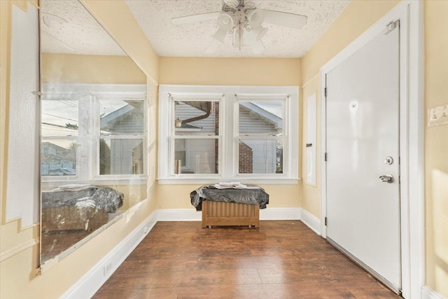 sunroom / solarium with a wealth of natural light and ceiling fan