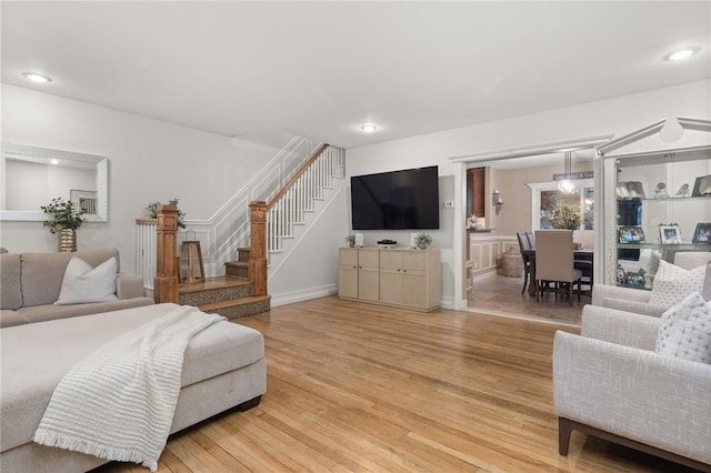 living room with wood-type flooring