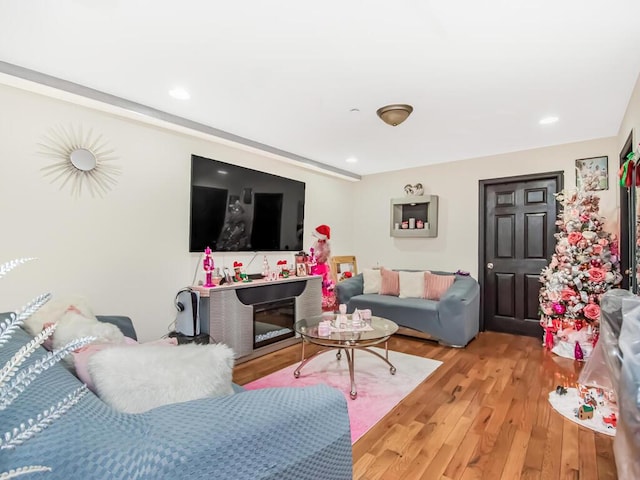 living room featuring light wood-type flooring