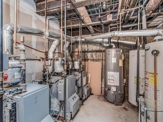 utility room with water heater