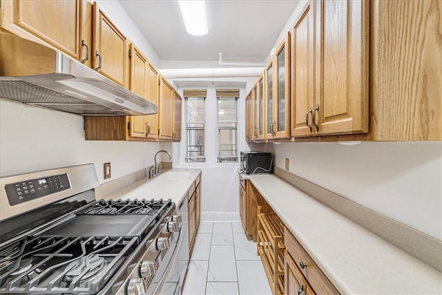 kitchen featuring stainless steel range with gas cooktop and sink