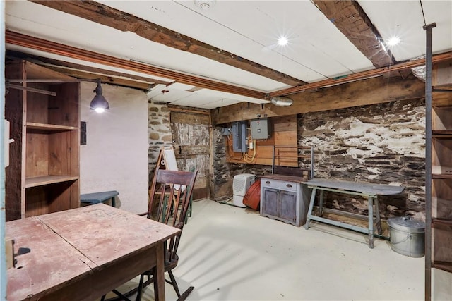 basement with electric panel