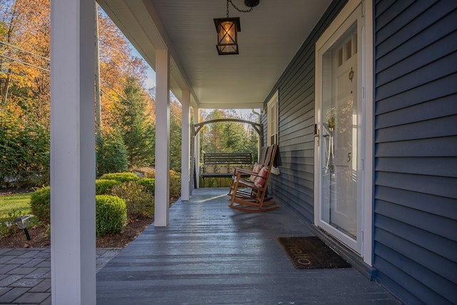 view of patio featuring a porch