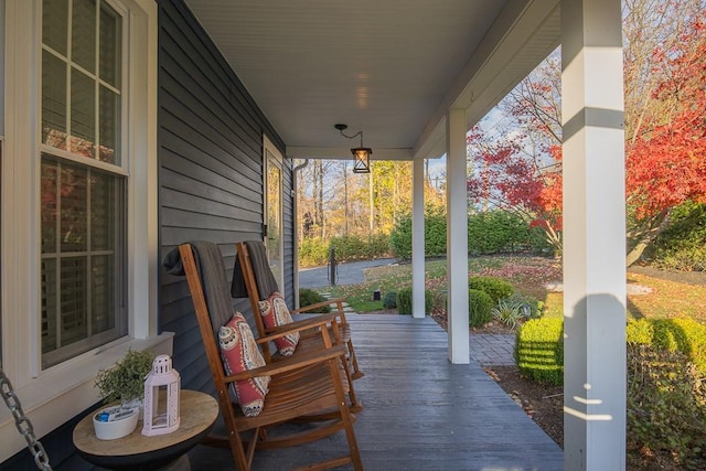 view of patio featuring a porch