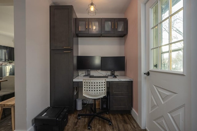 office area featuring dark hardwood / wood-style floors