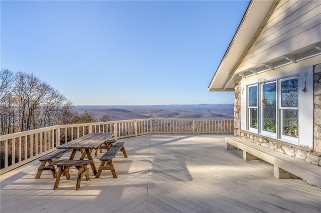 deck featuring a mountain view