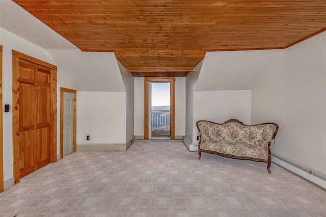 bonus room featuring wooden ceiling and lofted ceiling