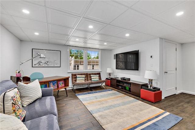 living room featuring dark hardwood / wood-style flooring