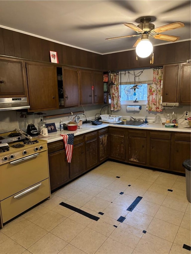 kitchen with hardwood / wood-style floors and tile walls