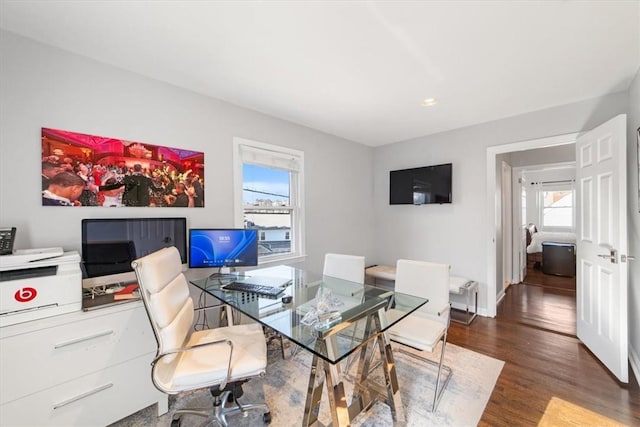 office area featuring dark hardwood / wood-style flooring and a wealth of natural light