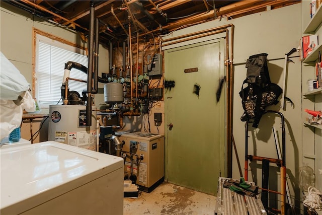 utility room with washer / clothes dryer and water heater