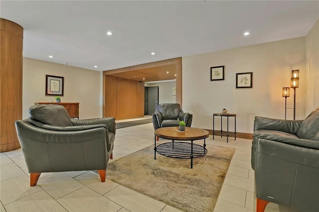 view of tiled living room