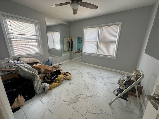 bedroom featuring ceiling fan