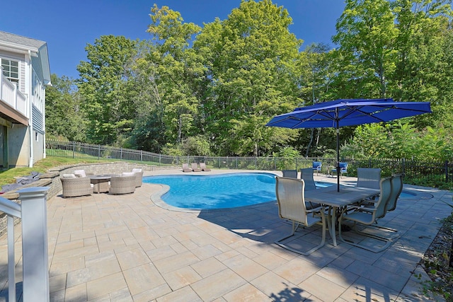 view of pool featuring a patio area and outdoor lounge area