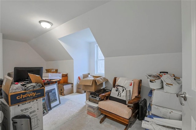 interior space featuring lofted ceiling