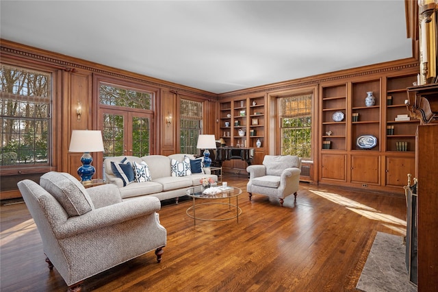 living room with wood finished floors