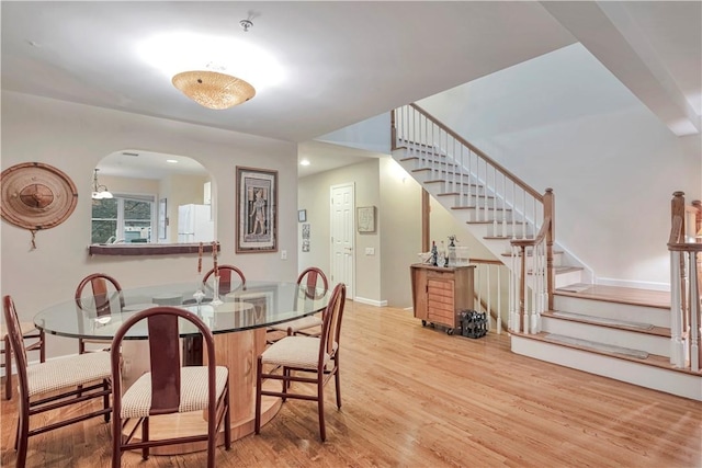 dining room with light wood-type flooring