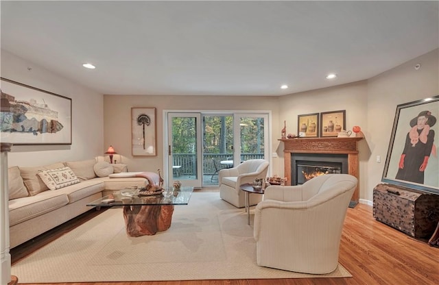 living room with light wood-type flooring