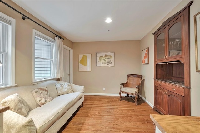 living room featuring light wood-type flooring