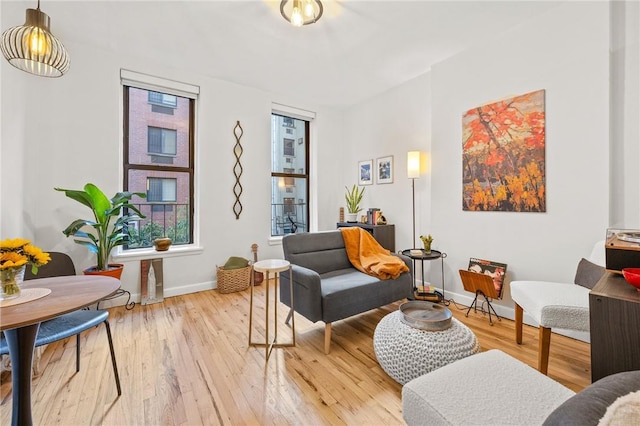 living area featuring light hardwood / wood-style floors