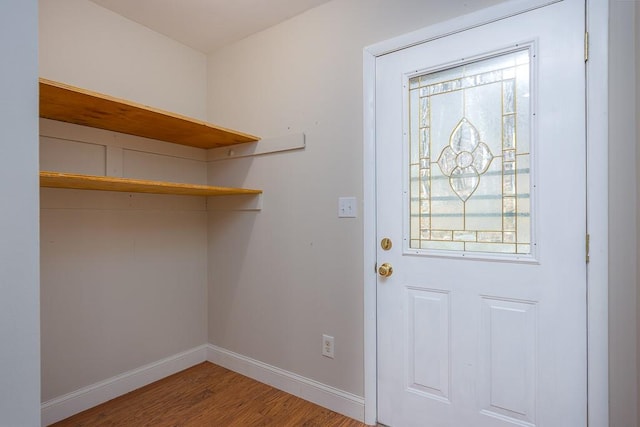 doorway to outside featuring hardwood / wood-style floors