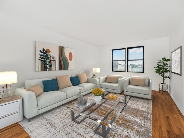 living room with light wood-type flooring