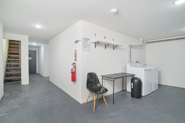 basement with washer and dryer