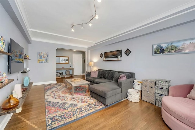 living room with hardwood / wood-style flooring