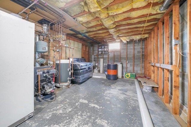 basement with water heater