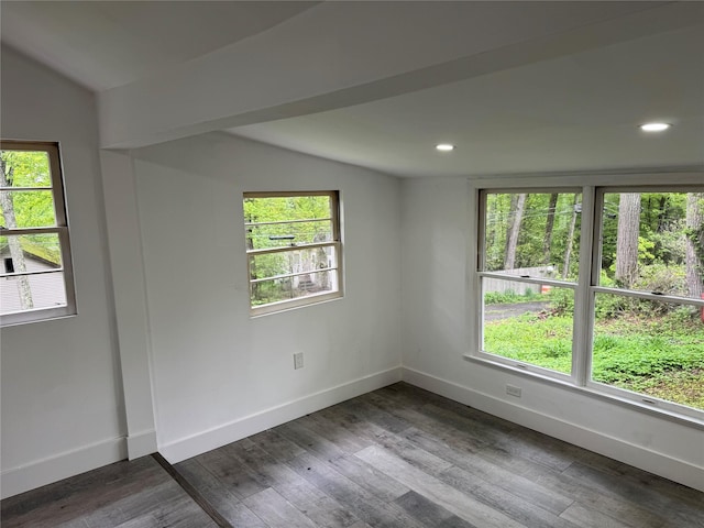 3 Brookside Trl, Monroe, NY 10950 - empty room with healthy amount of natural light, baseboards, dark wood finished floors, recessed lighting, and vaulted ceiling