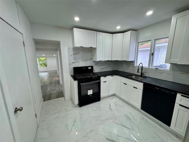3 Brookside Trl, Monroe, NY 10950 - kitchen featuring black appliances, a sink, plenty of natural light, dark countertops, and recessed lighting