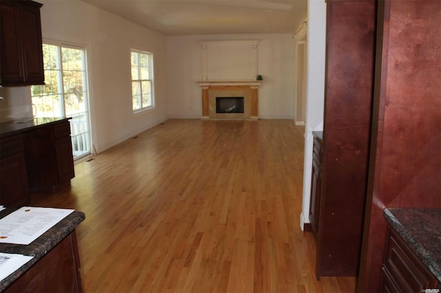 unfurnished living room featuring light hardwood / wood-style flooring